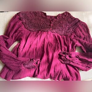 Uo crochet sheer blouse poplin boho